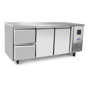 Table Réfrigérée Positive GN1/1 avec tiroir 1/2 à gauche - 2 Portes